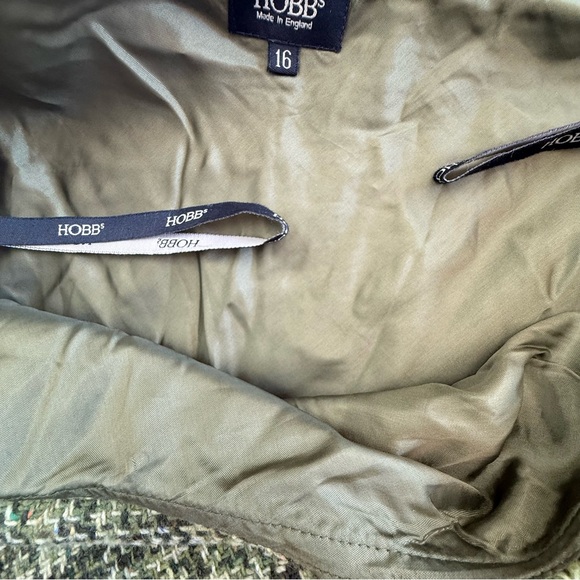 Hobbs London Tweed Skirt Green Plaid A-Line Made in England UK 16 US 12 Wool Zip - Picture 11 of 14